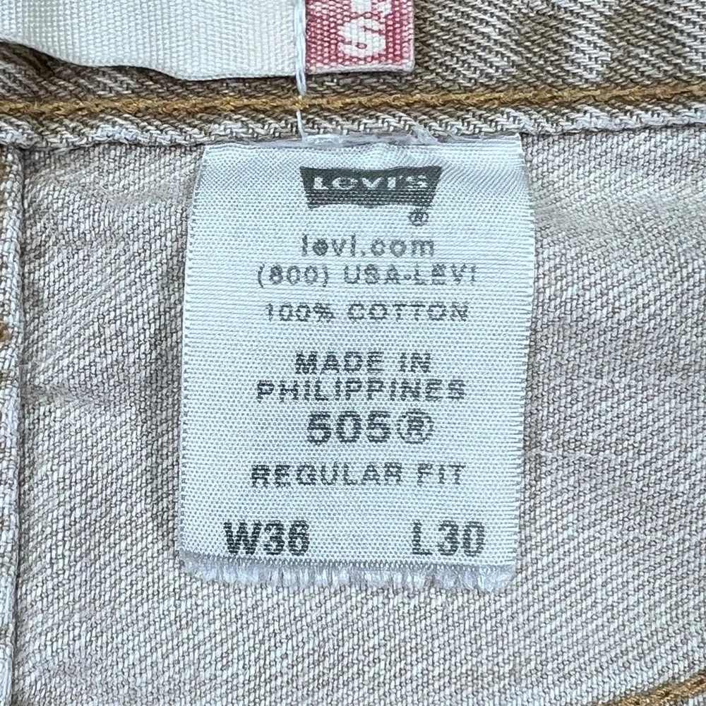 Levi's 505 Regular Fit Jeans Mens 36x30 Khaki Tan Wash Straight Leg vintage Y2K